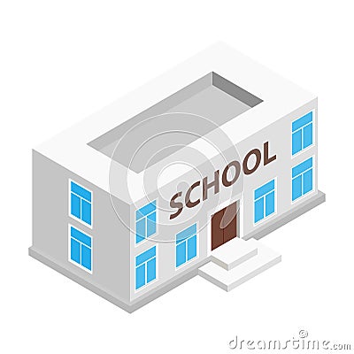 School building isometric 3d icon Vector Illustration