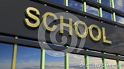 School building sign closeup Stock Photo