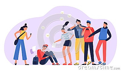 School bullying concept, people pointing to boy Vector Illustration