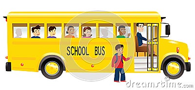 School bus and children Vector Illustration