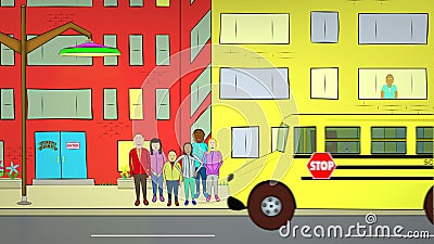 School Bus-City-Pickup stock video. Video of city, animation - 76075477 School Bus-City-Pickup stock video. Video of city, animation - 76075477