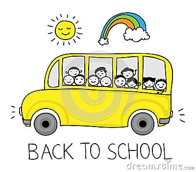 School bus doodle Vector Illustration