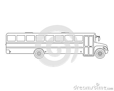 School Bus flat icon and logo. Outline Vector illustration Vector Illustration