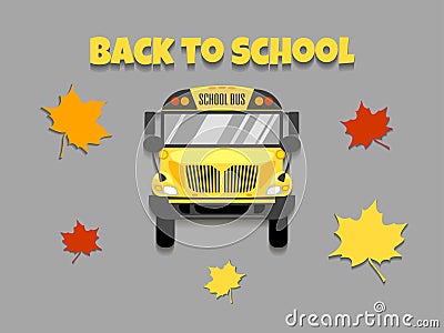 School bus front view vector illustration. Back to school. Vector Illustration