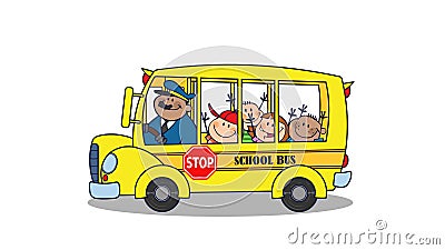 School Bus with Happy Children Cartoon Characters Stock Footage - Video of  animation, children: 193050576