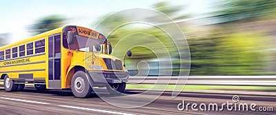 School bus in a hurry for the beginning of the school year Stock Photo