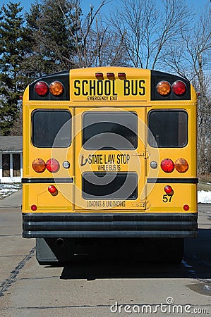 School bus in the neighborhood Stock Photo