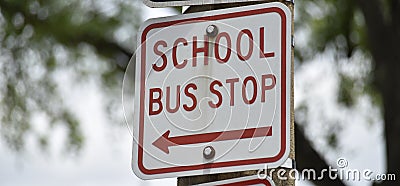 School Bus Stop Stock Photo