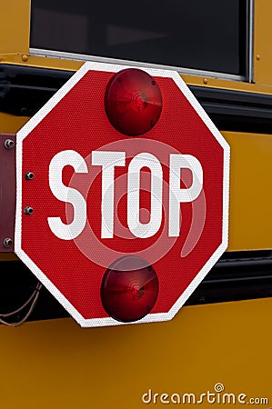 School Bus Stop Sign Stock Photo