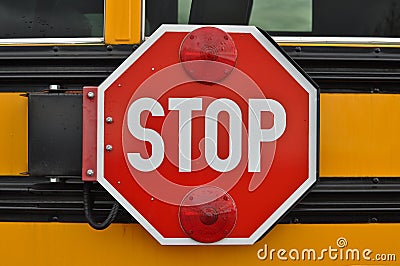 School Bus Stop Sign Stock Photo