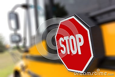 School Bus Stop Sign Stock Photo