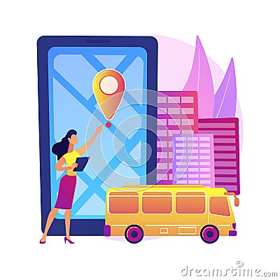 School bus tracking system abstract concept vector illustration. Vector Illustration