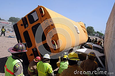 School bus wreck Editorial Stock Photo