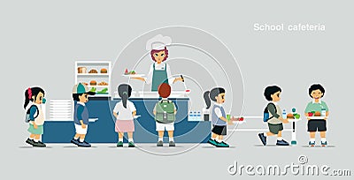 School cafeteria Vector Illustration