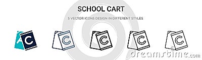 School cart icon in filled, thin line, outline and stroke style. Vector illustration of two colored and black school cart vector Vector Illustration