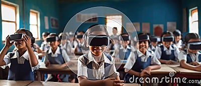 School Children Actively Participate In Classroom Lesson Using Technology Stock Photo