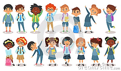 school children of different nationalities Vector Illustration