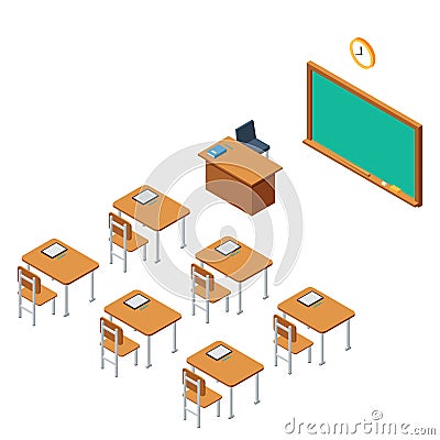 School classroom for education Vector Illustration