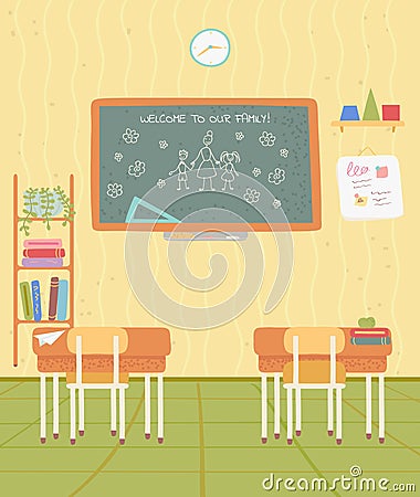 Back to School, Nobody Classroom, Study Vector Vector Illustration