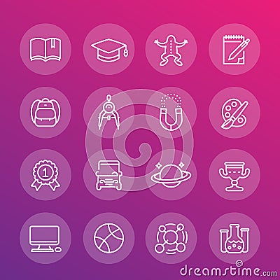 School and college, education line icons set Vector Illustration