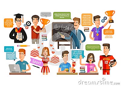 School, College or student, teacher set of icons. vector illustration Vector Illustration