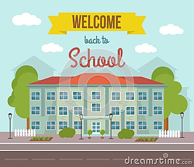 School Colored Poster Vector Illustration