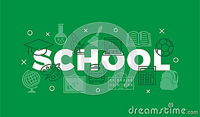 School Concept with icons and signs Vector Illustration