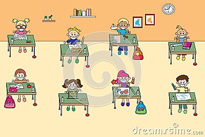 School coronavirus with children Stock Photo