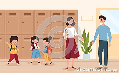 School corridor concept Vector Illustration