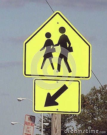School crossing sign on a street Editorial Stock Photo