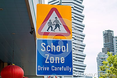 School crossing sign traffic Stock Photo