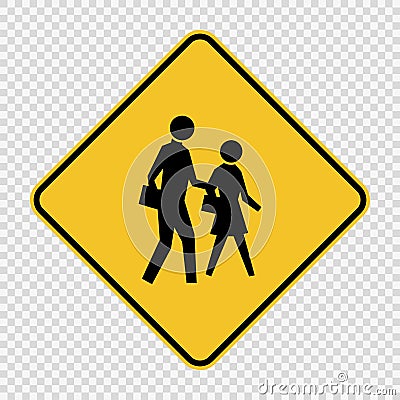 symbol school crossing sign on transparent background Vector Illustration