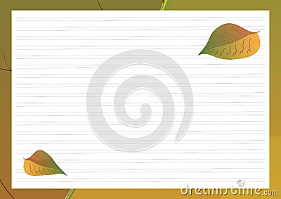 School desk background with autumn leaves. Vector Illustration