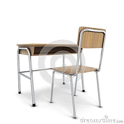 School desk with chair Cartoon Illustration