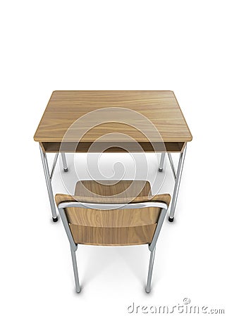 School desk with chair Cartoon Illustration