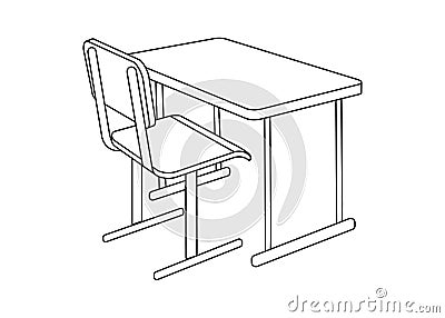 School Desk. School Supplies Icon and Logo. Isolated design elem Vector Illustration