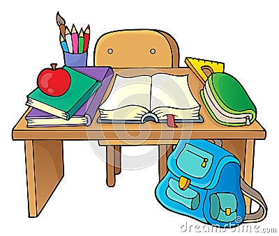 School desk theme image 1 Vector Illustration