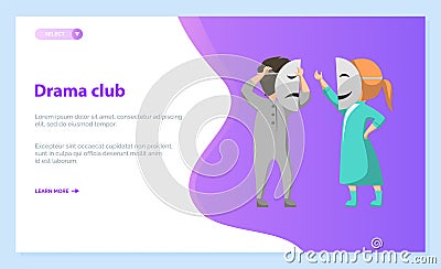 School Drama Club, Kids Acting Roles on Stage Vector Illustration