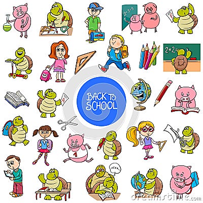 School and education carton characters set Vector Illustration