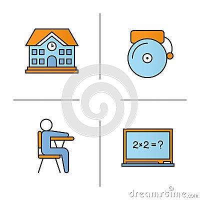 School and education color icons set Vector Illustration