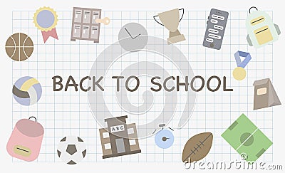 School education. Colored school icons. School supplies icons collection Vector Illustration