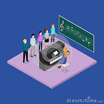 School Education Concept 3d Isometric View. Vector Vector Illustration