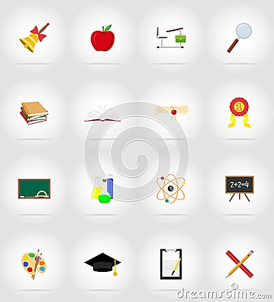 School education flat icons vector illustration Vector Illustration