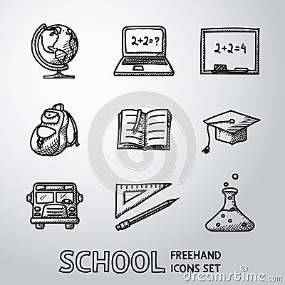 School, education freehand icons set. Vector Vector Illustration