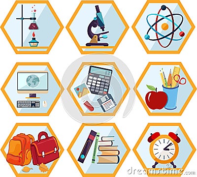 School and Education icon set Vector Illustration