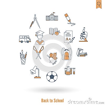 School and Education Icons Vector Illustration