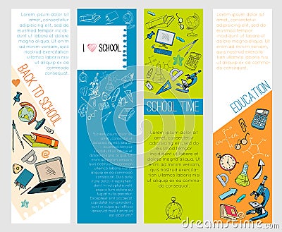 School education icons infographic banners Vector Illustration