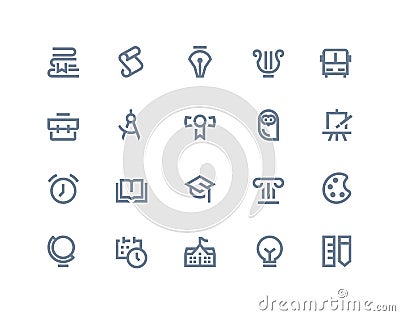 School and education icons. Line series Vector Illustration