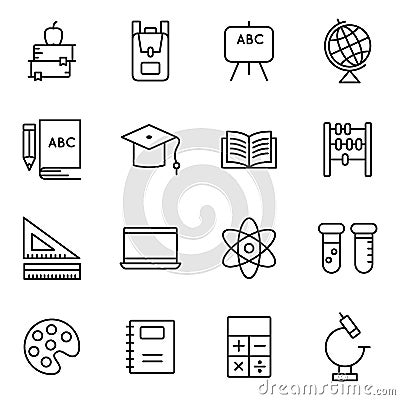 School and Education Icons Related. Vector Illustration