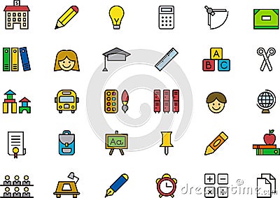 School and education icons Vector Illustration